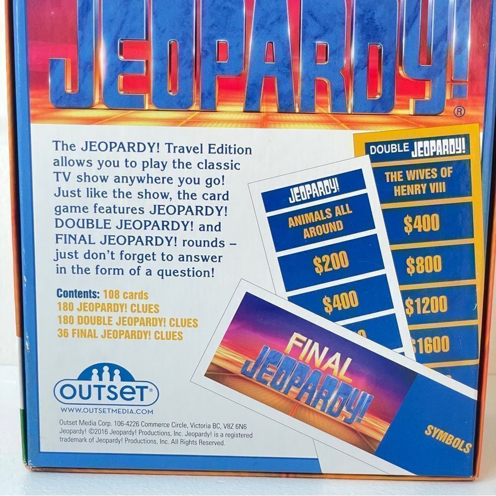 Outset Media Jeopardy Travel Edition Game New In Box - Picture 6 of 8